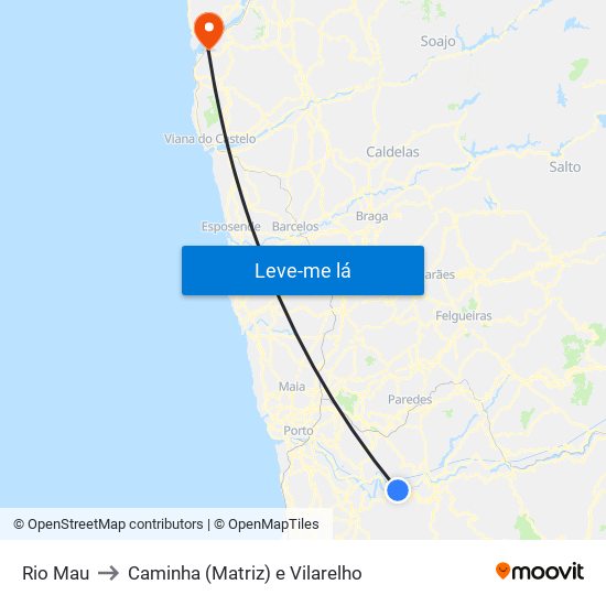 Rio Mau to Caminha (Matriz) e Vilarelho map