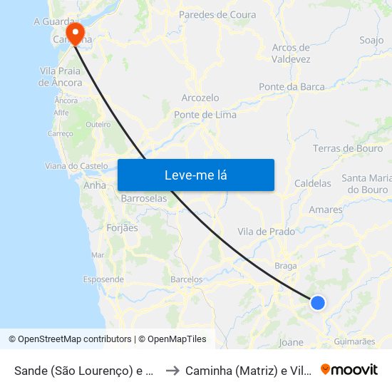 Sande (São Lourenço) e Balazar to Caminha (Matriz) e Vilarelho map