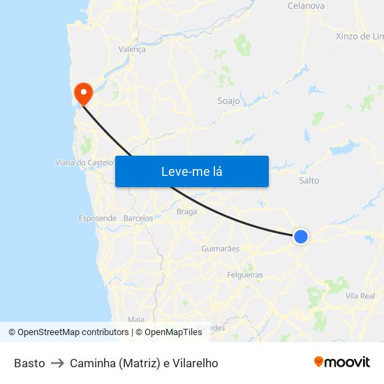 Basto to Caminha (Matriz) e Vilarelho map