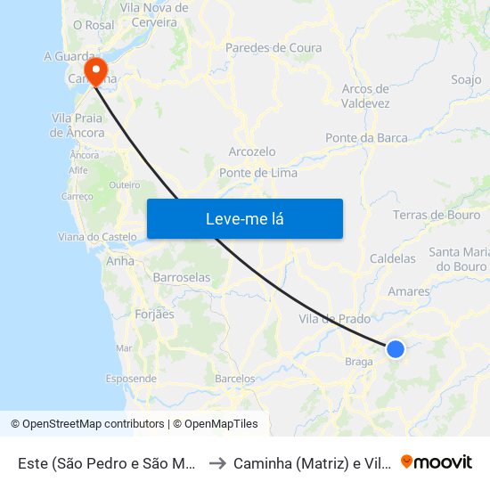 Este (São Pedro e São Mamede) to Caminha (Matriz) e Vilarelho map