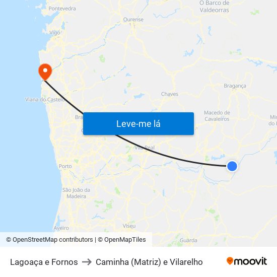 Lagoaça e Fornos to Caminha (Matriz) e Vilarelho map