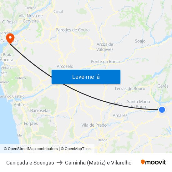 Caniçada e Soengas to Caminha (Matriz) e Vilarelho map