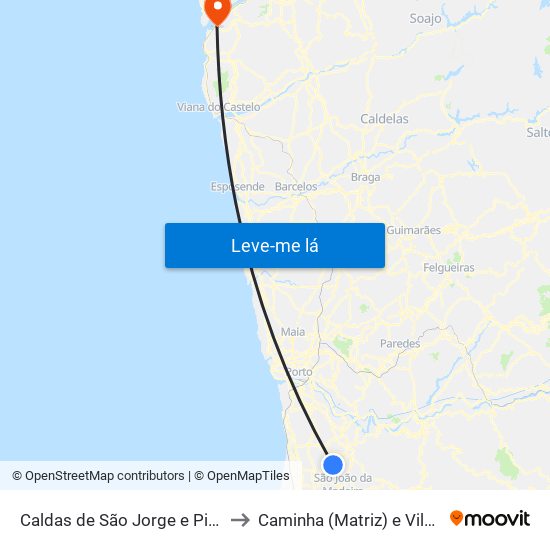 Caldas de São Jorge e Pigeiros to Caminha (Matriz) e Vilarelho map