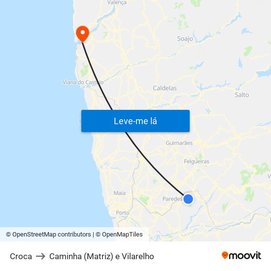 Croca to Caminha (Matriz) e Vilarelho map