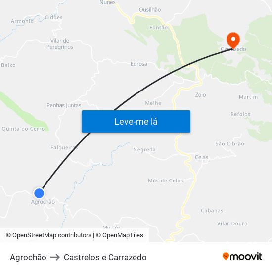 Agrochão to Castrelos e Carrazedo map