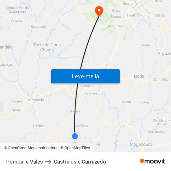 Pombal e Vales to Castrelos e Carrazedo map