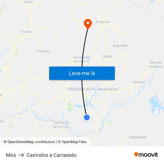 Mós to Castrelos e Carrazedo map