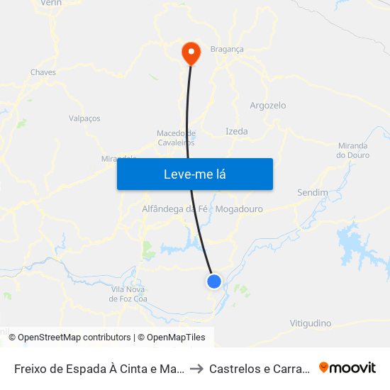 Freixo de Espada À Cinta e Mazouco to Castrelos e Carrazedo map