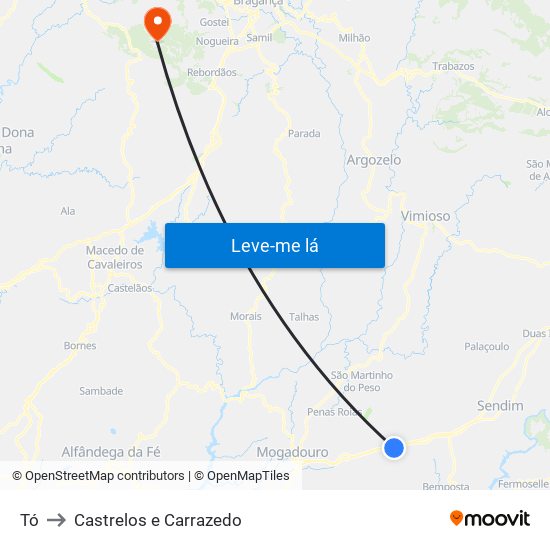 Tó to Castrelos e Carrazedo map