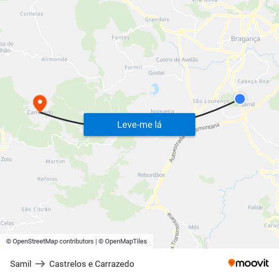 Samil to Castrelos e Carrazedo map