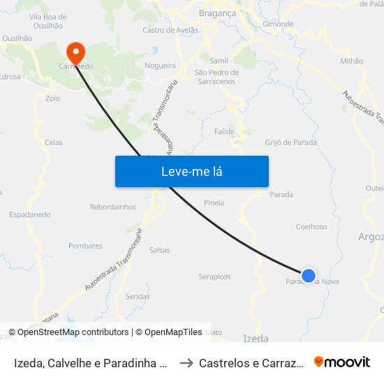 Izeda, Calvelhe e Paradinha Nova to Castrelos e Carrazedo map
