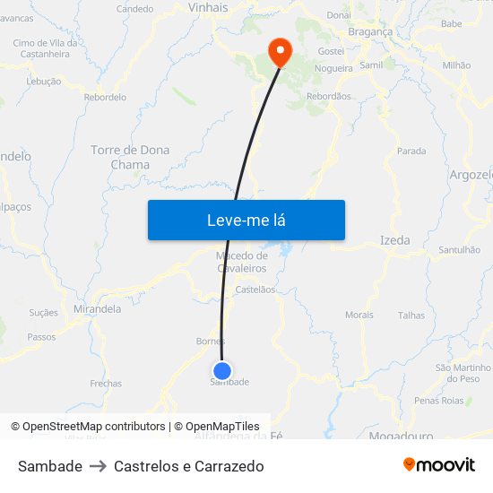 Sambade to Castrelos e Carrazedo map