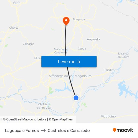 Lagoaça e Fornos to Castrelos e Carrazedo map