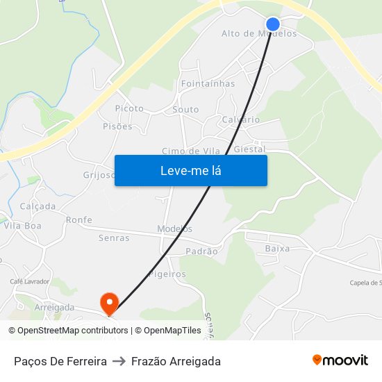 Paços De Ferreira to Frazão Arreigada map