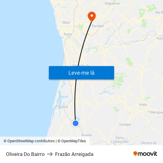 Oliveira Do Bairro to Frazão Arreigada map