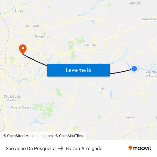 São João Da Pesqueira to Frazão Arreigada map