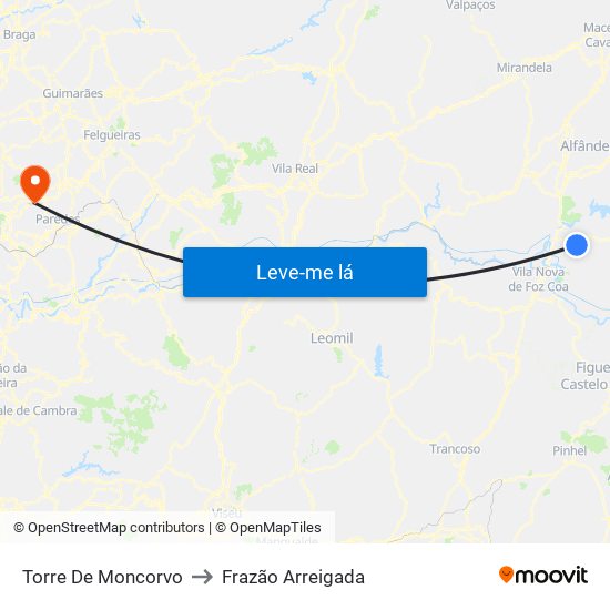 Torre De Moncorvo to Frazão Arreigada map