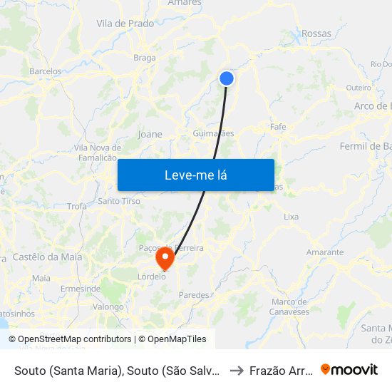 Souto (Santa Maria), Souto (São Salvador) e Gondomar to Frazão Arreigada map