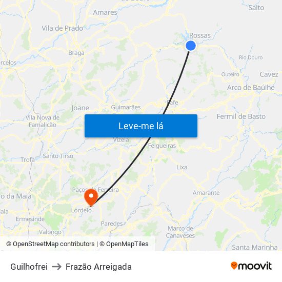 Guilhofrei to Frazão Arreigada map
