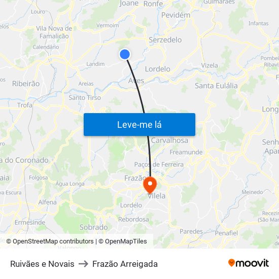 Ruivães e Novais to Frazão Arreigada map