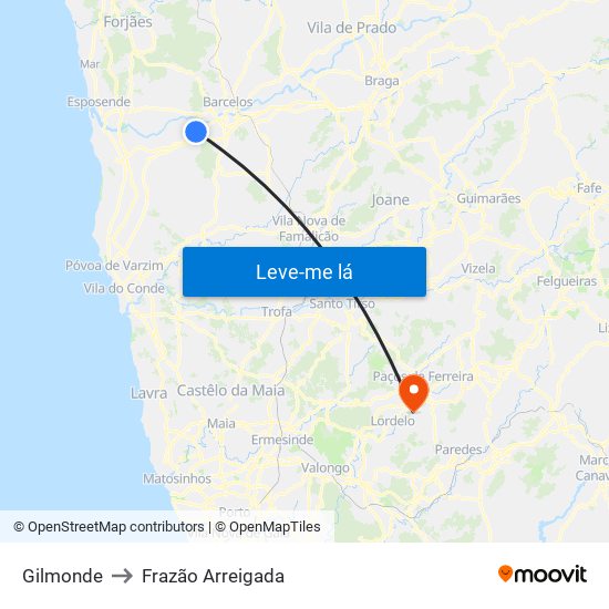 Gilmonde to Frazão Arreigada map