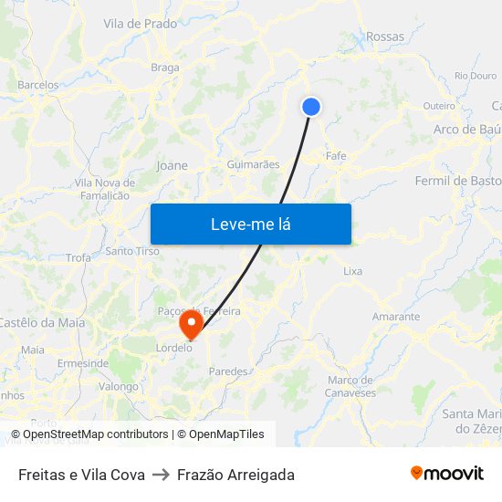 Freitas e Vila Cova to Frazão Arreigada map