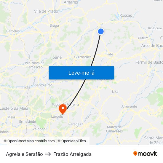 Agrela e Serafão to Frazão Arreigada map