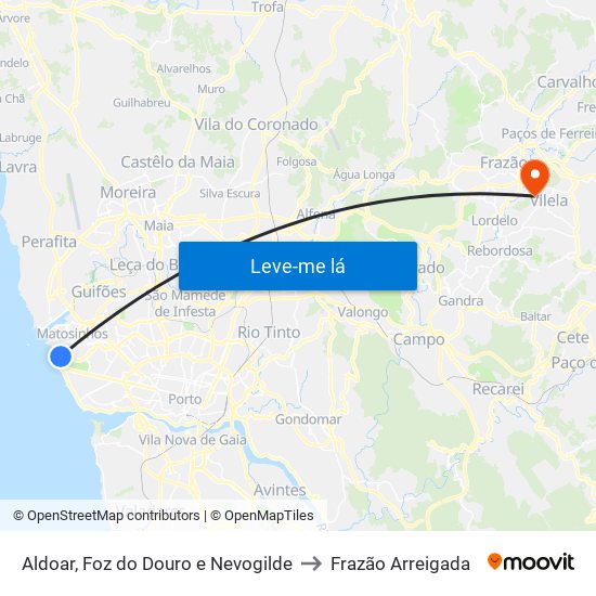 Aldoar, Foz do Douro e Nevogilde to Frazão Arreigada map