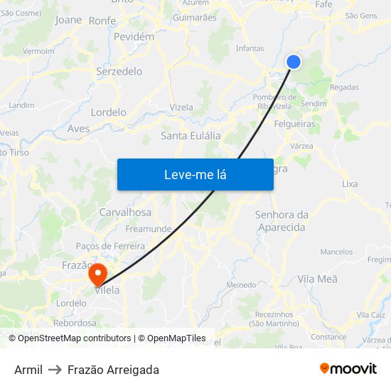 Armil to Frazão Arreigada map