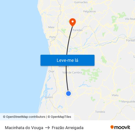Macinhata do Vouga to Frazão Arreigada map