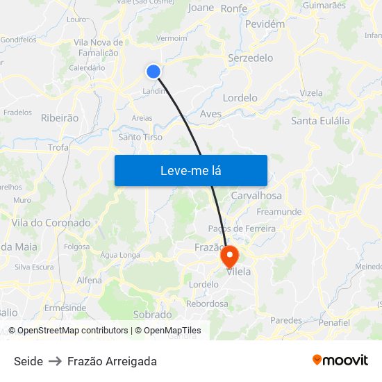 Seide to Frazão Arreigada map