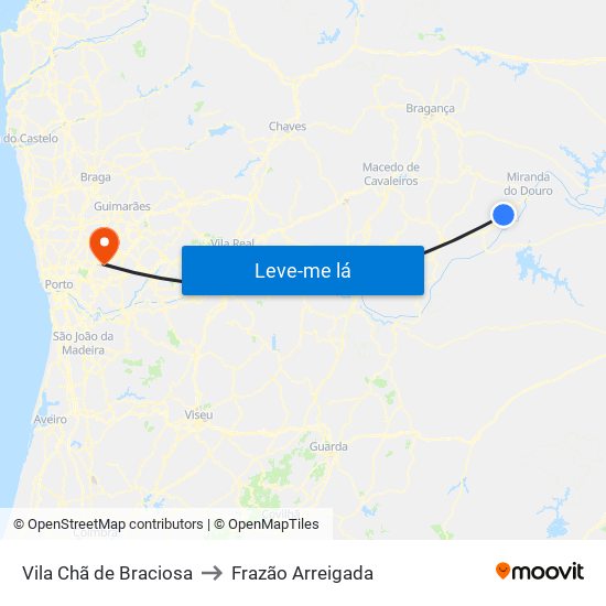 Vila Chã de Braciosa to Frazão Arreigada map
