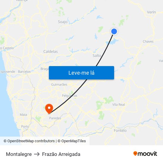 Montalegre to Frazão Arreigada map