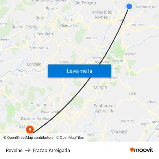 Revelhe to Frazão Arreigada map