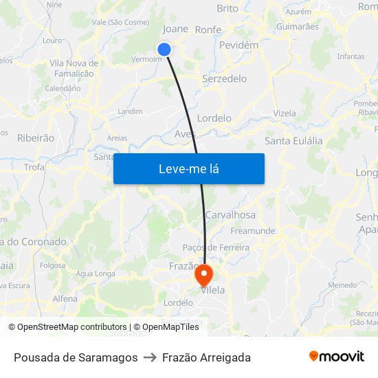 Pousada de Saramagos to Frazão Arreigada map