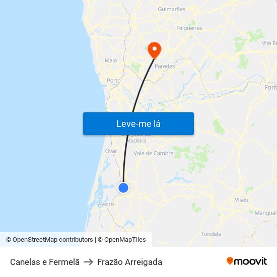 Canelas e Fermelã to Frazão Arreigada map