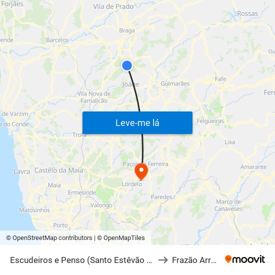 Escudeiros e Penso (Santo Estêvão e São Vicente) to Frazão Arreigada map