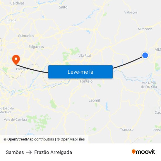 Samões to Frazão Arreigada map