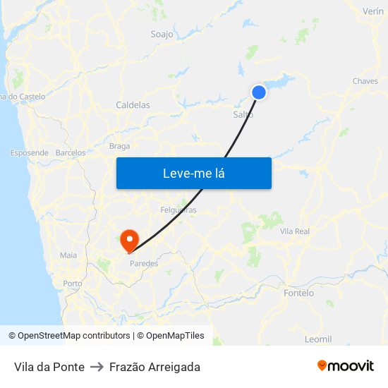 Vila da Ponte to Frazão Arreigada map