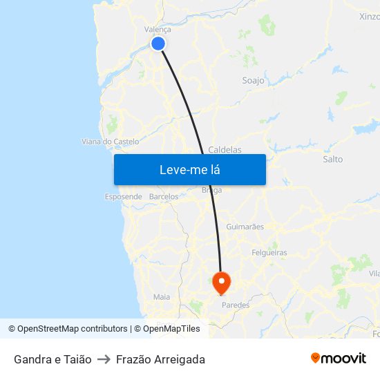 Gandra e Taião to Frazão Arreigada map