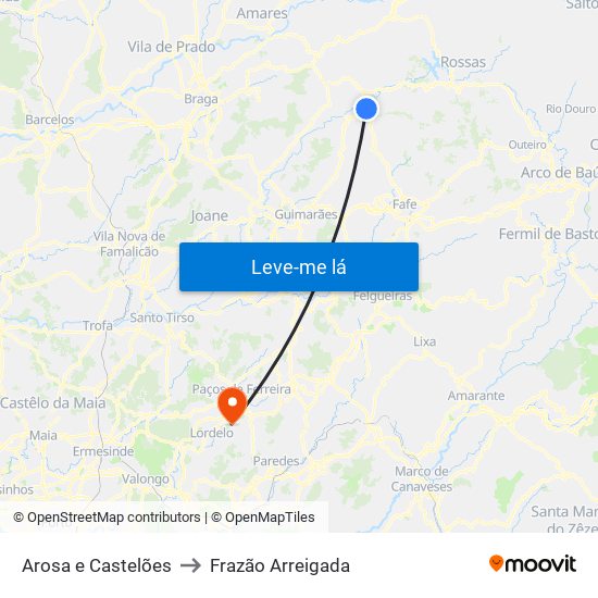 Arosa e Castelões to Frazão Arreigada map