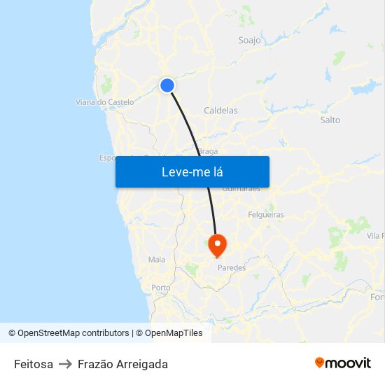 Feitosa to Frazão Arreigada map