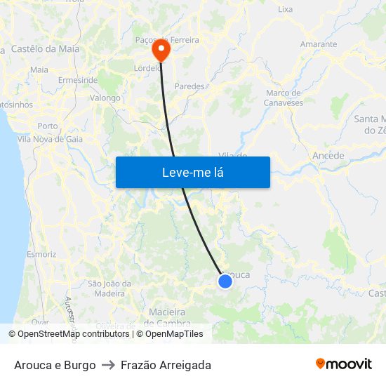 Arouca e Burgo to Frazão Arreigada map