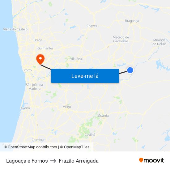 Lagoaça e Fornos to Frazão Arreigada map