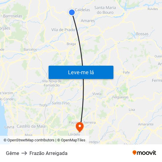 Gême to Frazão Arreigada map