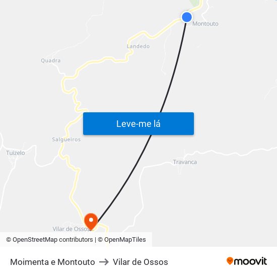 Moimenta e Montouto to Vilar de Ossos map