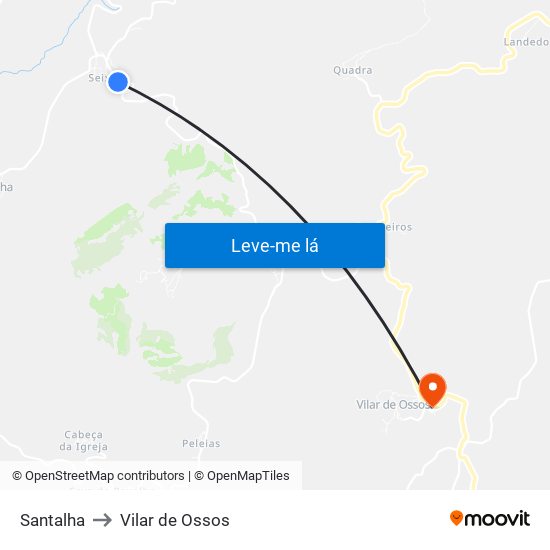 Santalha to Vilar de Ossos map