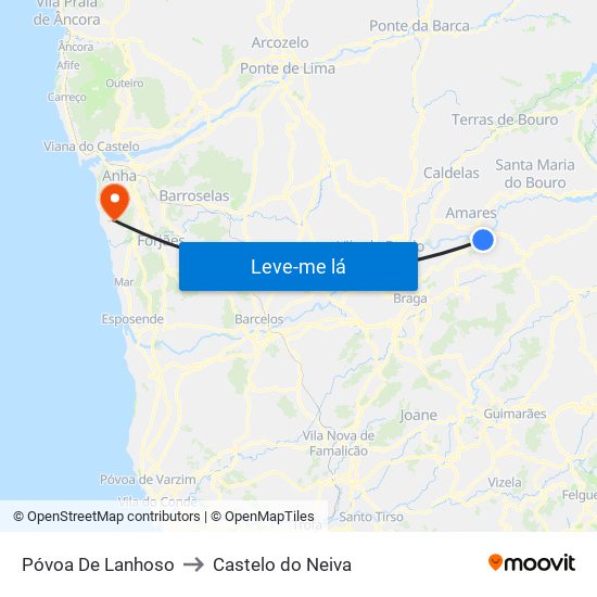 Póvoa De Lanhoso to Castelo do Neiva map