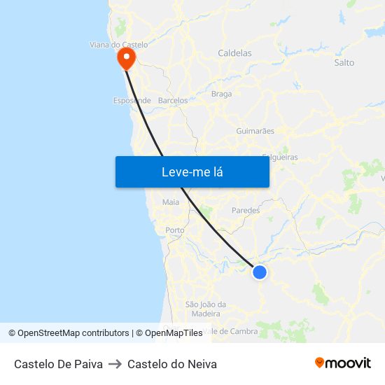 Castelo De Paiva to Castelo do Neiva map