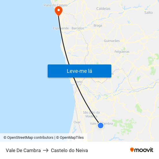 Vale De Cambra to Castelo do Neiva map